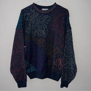 VINTAGE Tosani Sweater Mens Large Multicolor Grandpa Abstract Crewneck 90s